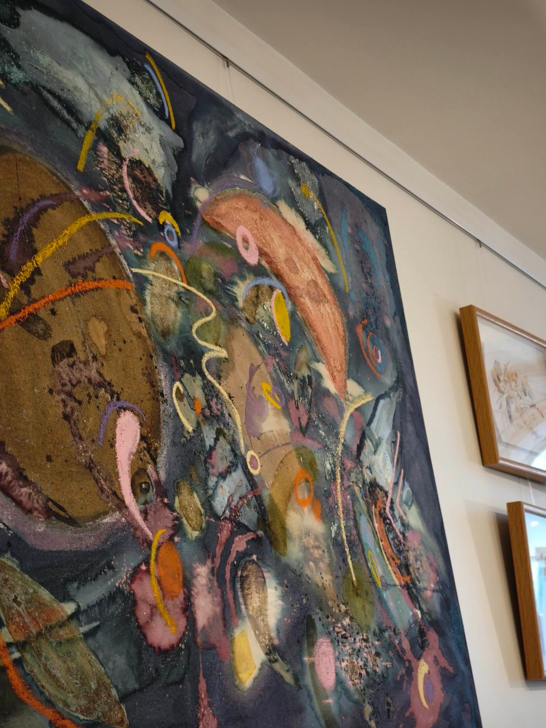Detail of a large painting by Bianca Castro at Matéria Viva, Hello, Kristof